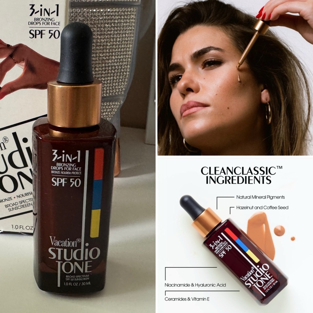 Vacation Studio Tone 3-in-1 Bronzing Face Drops SPF 50 Vegan & Cruelty Free